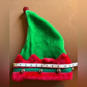 Festive Green and Red Elf Hat with Bells